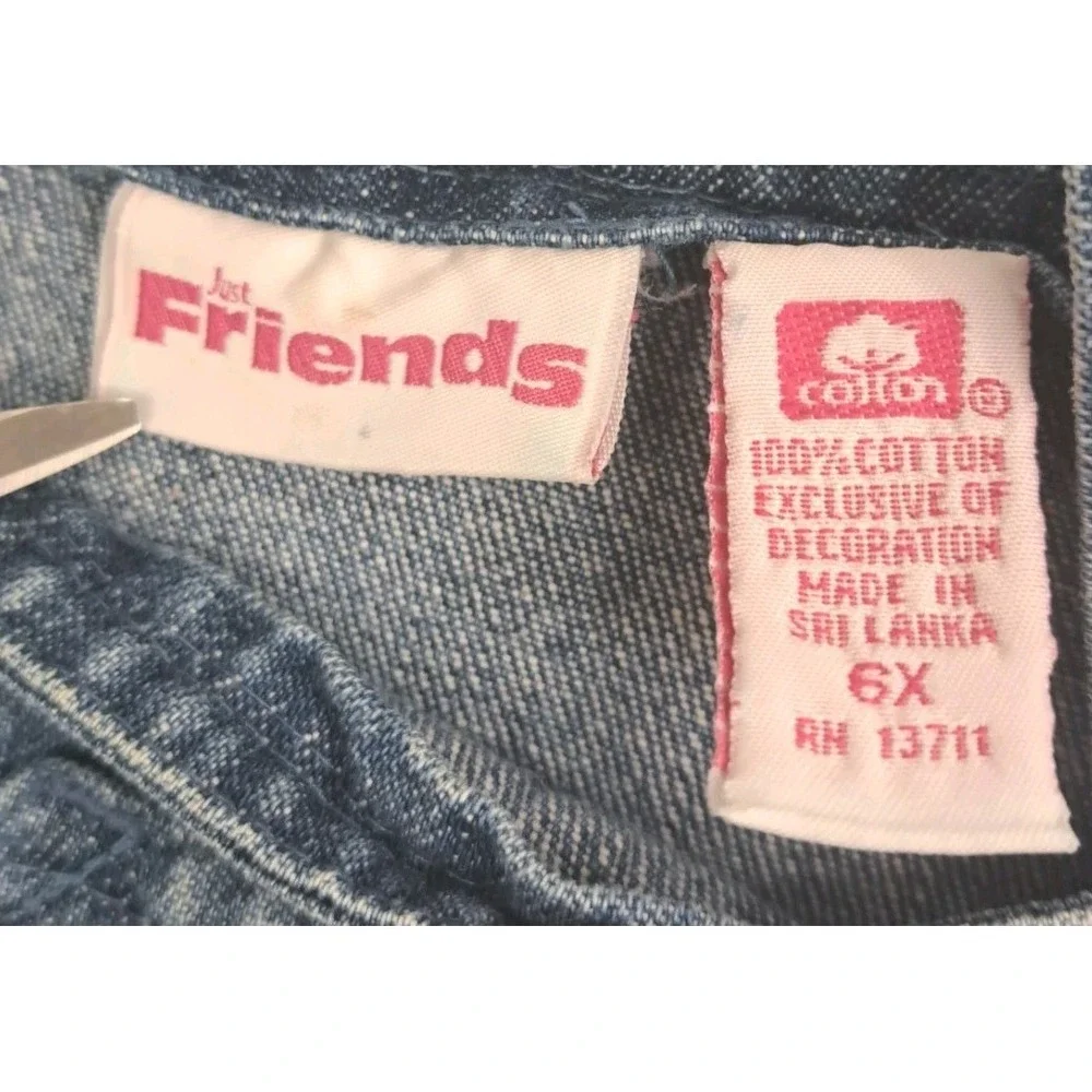 Girl's 6X JUST FRIENDS Denim Blue Jean‎ Dress Jumper Classic Embroidered Cotton